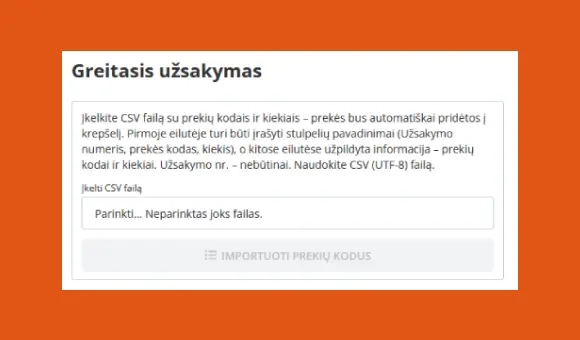 Instrukcija: kaip pateikti greitąjį užsakymą