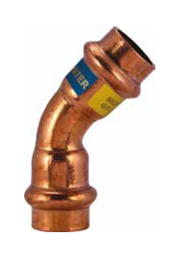 Alkūnė 45° V profilio vidus/vidus presuojamo vario Dn35x35
