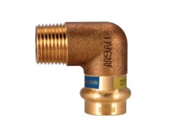 Alkūnė 90° V profilio presuojama/išoriniu sriegiu 1"x28 varinė