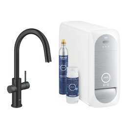 Plautuvės maišytuvo komplektas su ištraukiamu snapu, filtravimo ir gazavimo funkcija GROHE Blue Home, matinė juoda (Velvet Black)