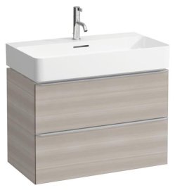 Spintelė praustuvui Laufen SPACE 735x410x520 mm, 2 stalčiai, praustuvui 810285, spalva- šviesus riešutmedis, su aliuminio rankenėlėmis