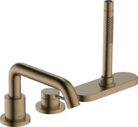 3 dalių vonios maišytuvas HANSGROHE Tecturis S, iš vonios krašto, spalva - šlifuotos bronzos (brushed bronze)