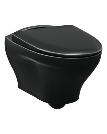 Pakabinamas unitazas GUSTAVSBERG Estetic su dangčiu, su soft-close mechanizmu lėtam užsidarymui ir lengvo nuėmimo funkcija, juodas matinis, „Ceramicplus” danga