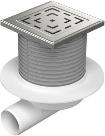 Trapas d50 Hydro nerūdijančio plieno rėmelis, Labyrinth grotelės, horizontalus 12,5x12,5cm