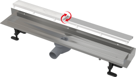 Dušo latakas Alcadrain APZ23-DOUBLE9 Fit and Go Wall, su grotelėmis plytelei įklijuoti, 750 mm, montuojamas prie sienos, nerūdijantis plienas