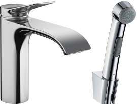 Praustuvo maišytuvas HANSGROHE Vivenis 110 su rankiniu bidė dušeliu, 1,6 m dušo žarna, spalva - chromo (chrome)