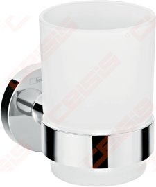 Stiklinė dantų šepetėliams su laikikliu Hansgrohe Logis Universal, pakabinama, chromo spalvos