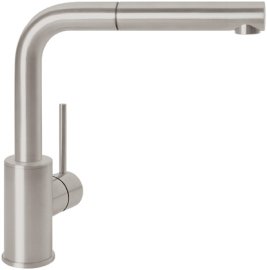 Plautuvės maišytuvas VILLEROY&BOCH SteelShower su ištraukiama žarna, nerūdijančio plieno