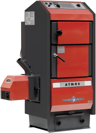 Katilas Atmos D30P; 9-30kW (tinka kūrenti malkomis arba medienos granulėmis)