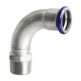 Alkūnė 90° išoriniu sriegiu presuojamo nerūdijančio plieno 28x1" (AISI316)