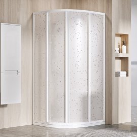 Dušo kabina Ravak Supernova SKCP4-90, baltos spalvos profiliu, dekoruotu plastiko Pearl užpildu