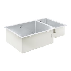 Plautuvė GROHE K700U 80S 76x45 universali, 2 dubenys, su užkemšamu ventiliu, nerūdijantis plienas