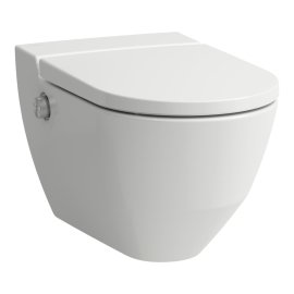 Pakabinamas unitazas Laufen CLEANET NAVIA, Rimless, su higieninio dušo funkcija, su lėtai užsidarančiu dangčiu, spalva - balta LCC (LAUFEN Clean Coat)