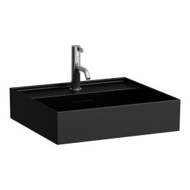 Praustuvas Laufen KARTELL 500x460x120 mm, šlifuota apačia, su 1 anga maišytuvui viduryje, spalva -  juoda matinė