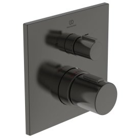 Dekoratyvinė dalis vonios/dušo maišytuvo Ideal Standard Ceratherm T100, termostatinė, kvadratinė, spalva - juoda matinė