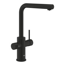 Plautuvės maišytuvas GROHE Blue Pure Minta L formos su ištraukiama žarna ir filtravimo funkcija, matinis juodas (Phantom Black)