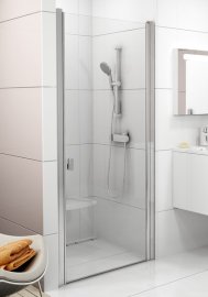 Dušo durys nišai Ravak Chrome CSD1-80, satino spalvos profiliu, skaidriu stiklu