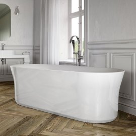 Vonia Ravak Ypsilon 180x80 cm, sifono ir perpylimo dangtelis baltos/juodos/chromo spalvos