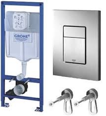 Potinkinis WC rėmas GROHE Rapid SL (3in1) su chromuotu Skate Cosmopolitan mygtuku ir tvirtinimo varžtais