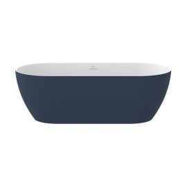 Vonia Ravak Freedom O TEC 170x77 cm, tamsiai mėlynos spalvos (Deepsea Blue), su baltos spalvos sifonu ir perpylimo dangteliu