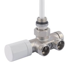 Chromuotas neblizgus kampinis vožtuvas vienvamzdei / dvivamzdei sistemoms; prijungimo atstumas 50 mm
