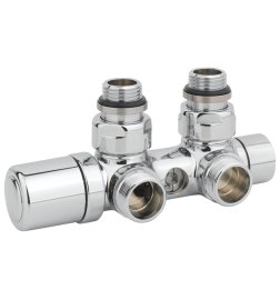 Chromuotas blizgus kampinis vožtuvas Carlo Poletti 1/2" x 3/4" EK; prijungimo atstumas 50mm