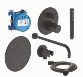 Potinkinis dušo komplektas Ideal Standard Ceratherm T100, su termostatiniu maišytuvu,  Ø30cm galva (7 dalių), juodas matinis                                                         