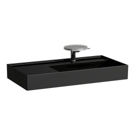 Praustuvas Laufen KARTELL 900x460x120 mm, platus kraštas kairėje, su 1 anga maišytuvui viduryje, be perlajos, spalva - juoda blizgi