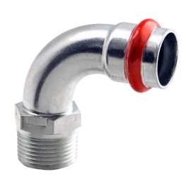 Presuojama alkūnė 90° V profilio išoriniu sriegiu 22x3/4"