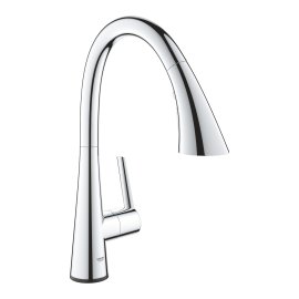 Plautuvės maišytuvas GROHE Zedra Touch, su ištraukiamu dušeliu, 3 srovių, su baterija 6V, chromo spalvos 
