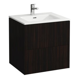 Spintelė su praustuvu Laufen PRO S 600x500x610 mm, plonas "slim" praustuvas, 2 stalčiai,  spintelės spalva - tamsiai ruda guoba