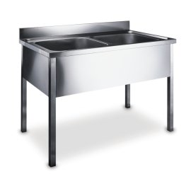 Nerūdijančio plieno plautuvė SANELA 120x70x30 su staleliu ant kojelių 