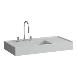 Praustuvas Laufen KARTELL 900x460x120 mm, su plačiu kraštu dešinėje, šlifuota apačia, su 1 anga maišytuvui, be perlajos, spalva - pilka matinė