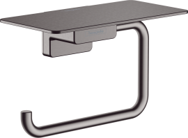 Tualetinio popieriaus laikiklis su lentynėle Hansgrohe AddStoris, šlifuoto juodo chromo spalva (Brushed Black Chrome)