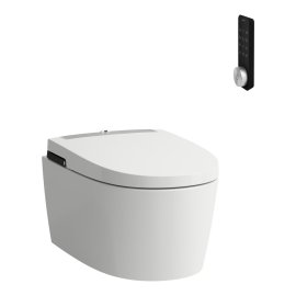 Pakabinamas unitazas Laufen CLEANET ALVIA, Rimless, su higieninio dušo funkcija, pakabinamas, automatinio atsidarymo/užsidarymo f-ja, spalva - balta LCC (LAUFEN Clean Coat)