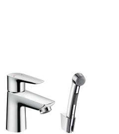 Praustuvo maišytuvas HANSGROHE Talis E 80, su rankiniu bidė dušeliu, 1,6 m dušo žarna, dugno vožtuvu