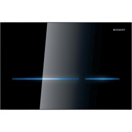 Sensorinis vandens nuleidimo mygtukas Geberit Sigma80 Square, 12 cm bakeliui, juodas stiklas