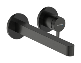 Praustuvo maišytuvas HANSGROHE Finoris 228, iš sienos, su neužsidarančiu dugno vožtuvu, spalva - šlifuoto juodo chromo (brushed black chrome)