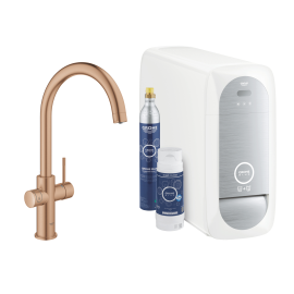 Plautuvės maišytuvo komplektas su filtravimo ir gazavimo funkcija GROHE Blue Home, matinio rausvo aukso spalvos (Brushed Warm Sunset)