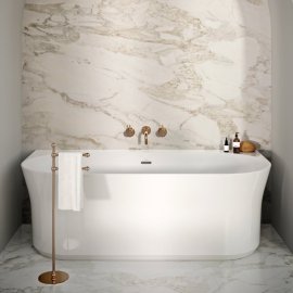 Vonia Ravak Ypsilon Wall 178x86 cm, sifono ir perpylimo dangtelis baltos/juodos/chromo spalvos
