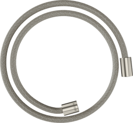 Dušo žarna AXOR ShowerSolutions, tekstilinė, 1,25 m, cilindrinės jungtys, nerūdijančio plieno spalvos (Stainless Steel Optic)