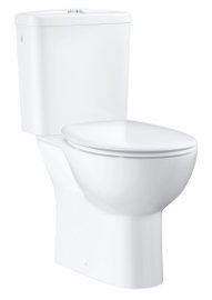 Pastatomas WC unitazas GROHE Bau Ceramic su lėto nusileidimo dangčiu, horizontaliu pajungimu, šoniniu įvadu
