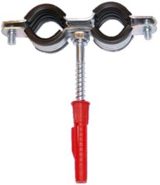 Dvigubas metalinis vamzdžio laikiklis su guma 3/4" (26-29)
