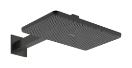 Dušo galva su laikikliu iš sienos HANSGROHE Raindance Alive Q 210/340, 2 srovių, spalva - šlifuoto juodo chromo (brushed black chrome)