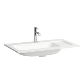 Praustuvas Laufen MEDA 777x445x132 mm, baldinis, su 1 anga maišytuvui viduryje, lentyna dešinėje