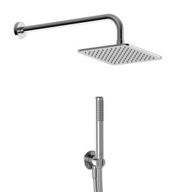 Ideal Standard potinkinis dušo komplektas: galva 200x200mm, 400mm alkūnė, rankinis dušelis, pajungimas su laikikliu, spalva - chromo