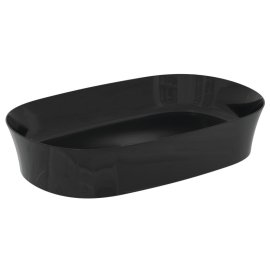 Praustuvas-dubuo Ideal Standard Ipalyss Oval, matmenys 600x380x120mm, spalva - juoda matinė, su dugno vožtuvu