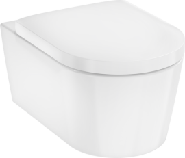 Pakabinamo WC unitazo Hansgrohe EluPura S su AquaFall Flush nuleidimu ir HygieneEffect danga ir dangčio su SoftClose+QuickRelease komplektas