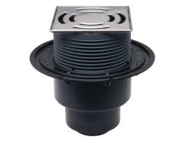 Trapas vidaus patalpoms DN50/75/110 vertikalus 145x145mm su tvirtinimu "Klick-Klack" 138x138mm su sausu "Primus" sifonu