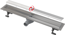 Dušo latakas Alcadrain APZ13-DOUBLE9 Fit and Go, su grotelėmis plytelei įklijuoti, 750 mm, nerūdijantis plienas